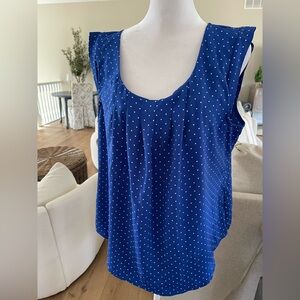 Candie's Royal Blue Sleeveless Blouse with White Dots